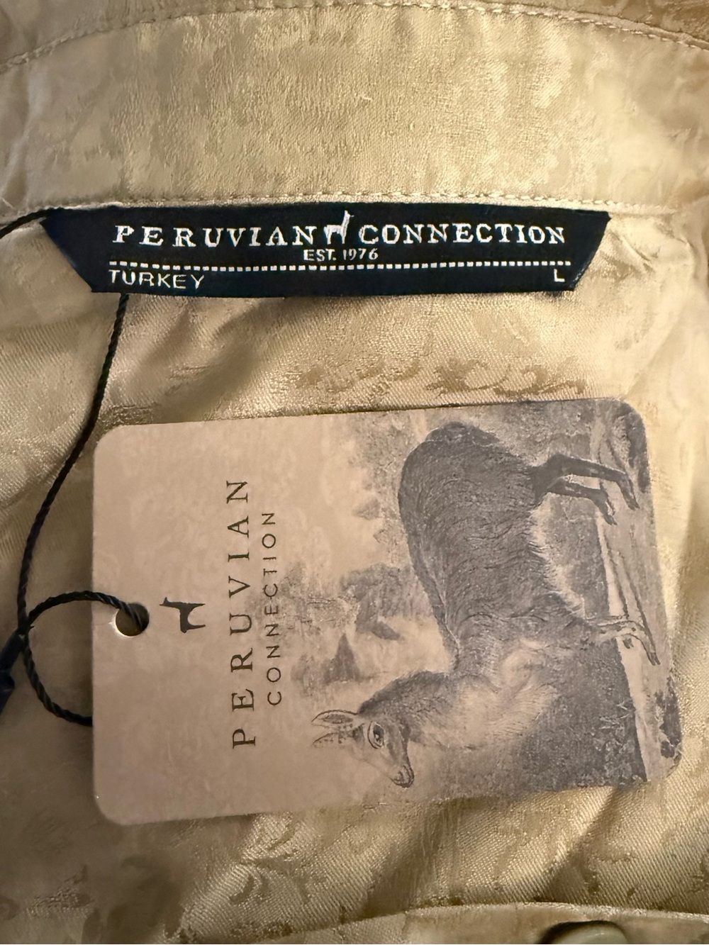 NWT Peruvian Connection Arlette Viscose Shirt Crème Brûlée Button Up - Picture 5 of 5